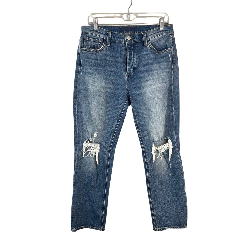 Joe's Jeans The Scout Midrise Slim Boyfriend Crop Jean Sz 28 Button Fly Distress